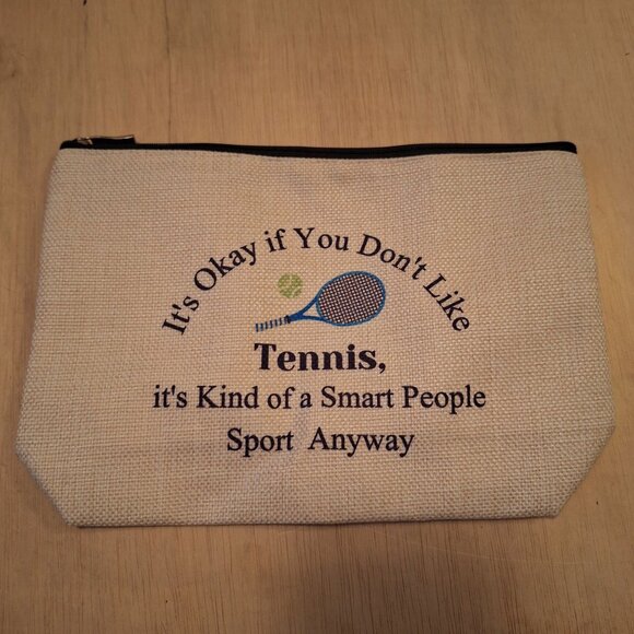 Tennis Smart Sport Canvas Zipper Pouch Makeup Bag Storage Organizer - Picture 1 of 4